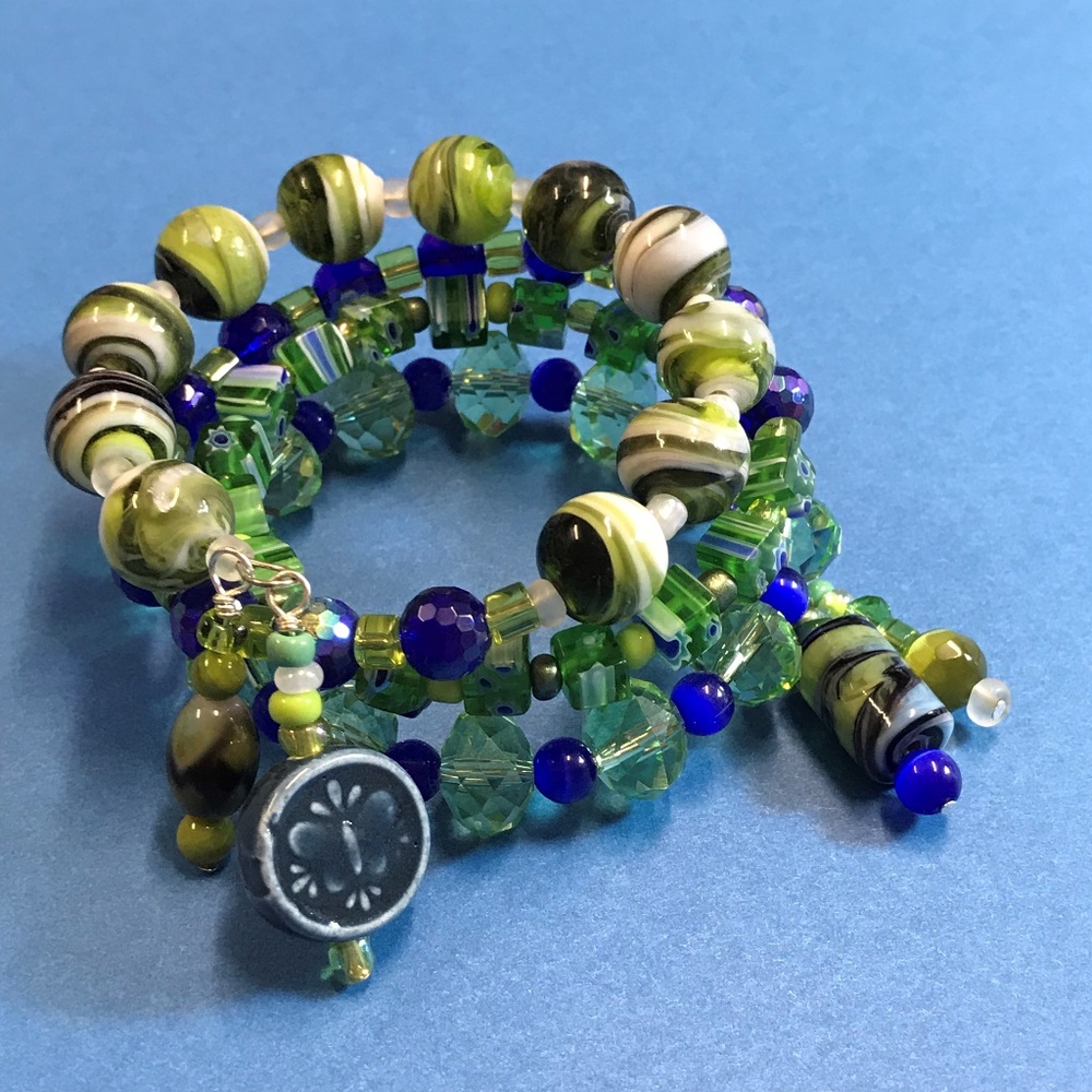 Green Meadows Memory Wrap Bracelet & Charm Dangles